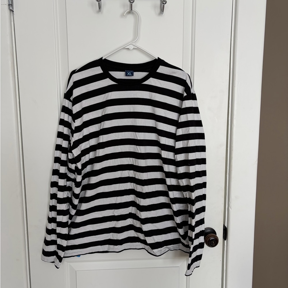 Black and White Striped Long Sleeve Shirt